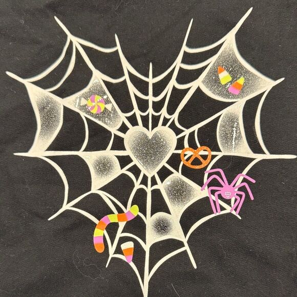 Cat & Jack Black Sweatshirt with Spider Web Design Halloween - Picture 2 of 4